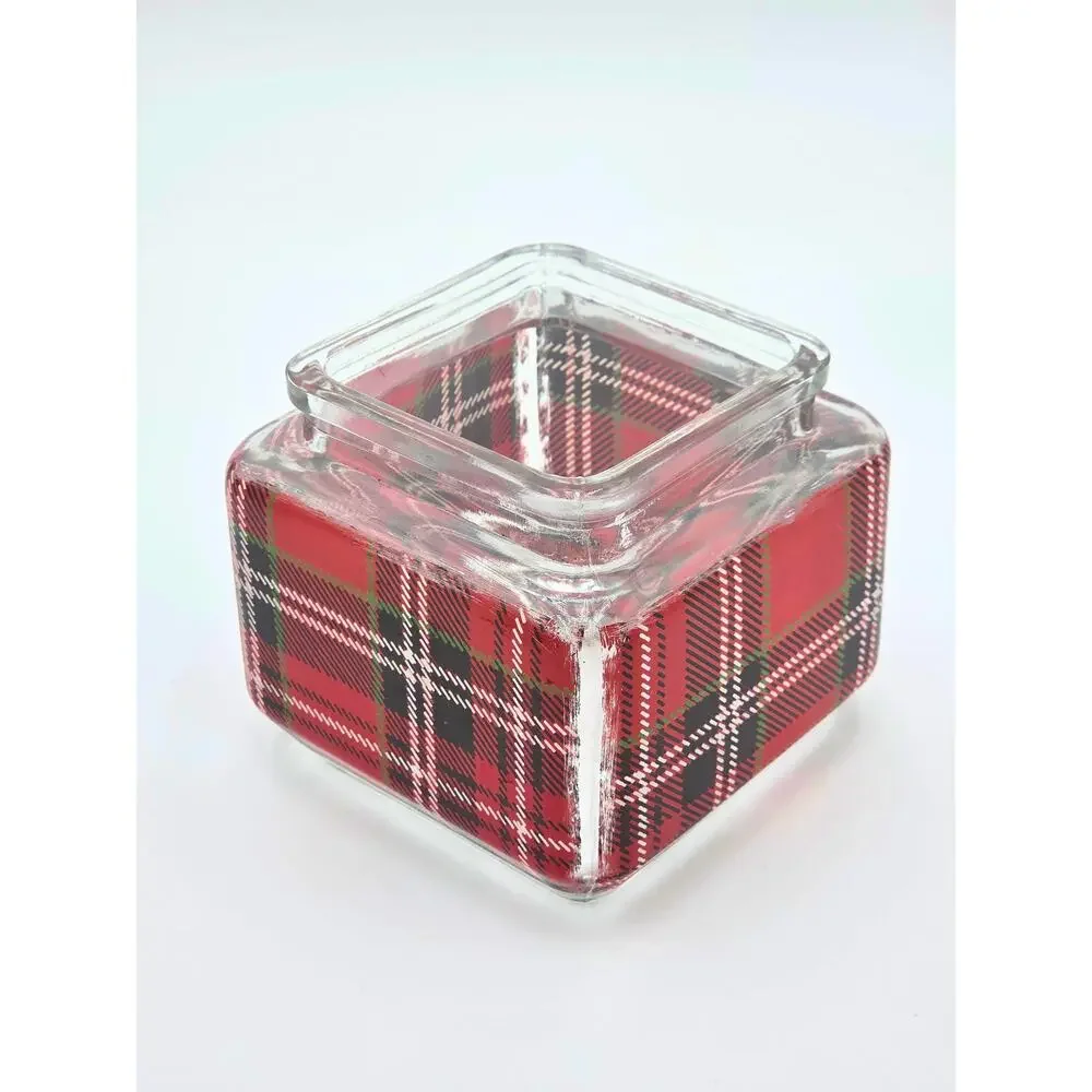 Plaid Glass Candy Jar – Holiday Treat Container, Vintage‑Style Christmas Storage